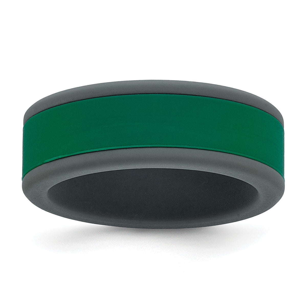 Removable Center Wedding Band in Gray & Green Silicone, 8mm, Size 8–13 - Sophia Jewelers Main image