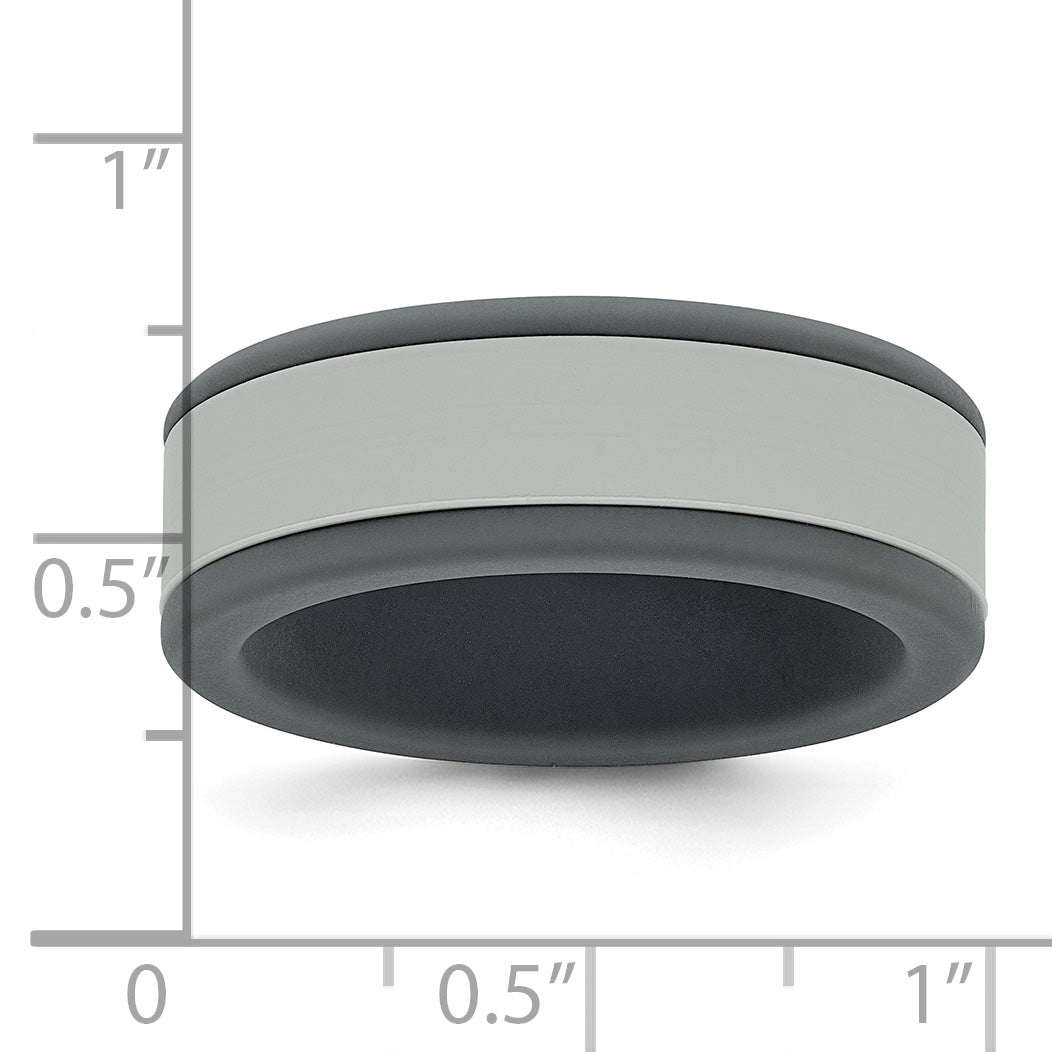 Silicone Grey with Removable Light Grey Center 8mm Band