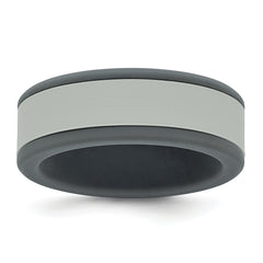 Silicone Grey with Removable Light Grey Center 8mm Band