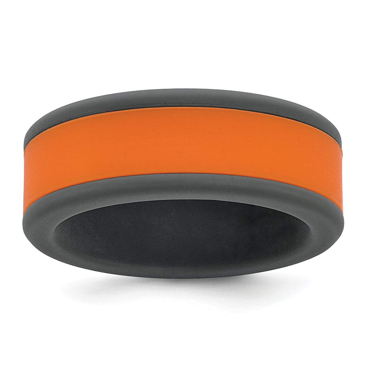 Removable Center Wedding Band in Gray & Orange Silicone, 8mm, Size 8–13 - Sophia Jewelers Main image