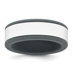 Silicone Grey with Removable White Center 8mm Band