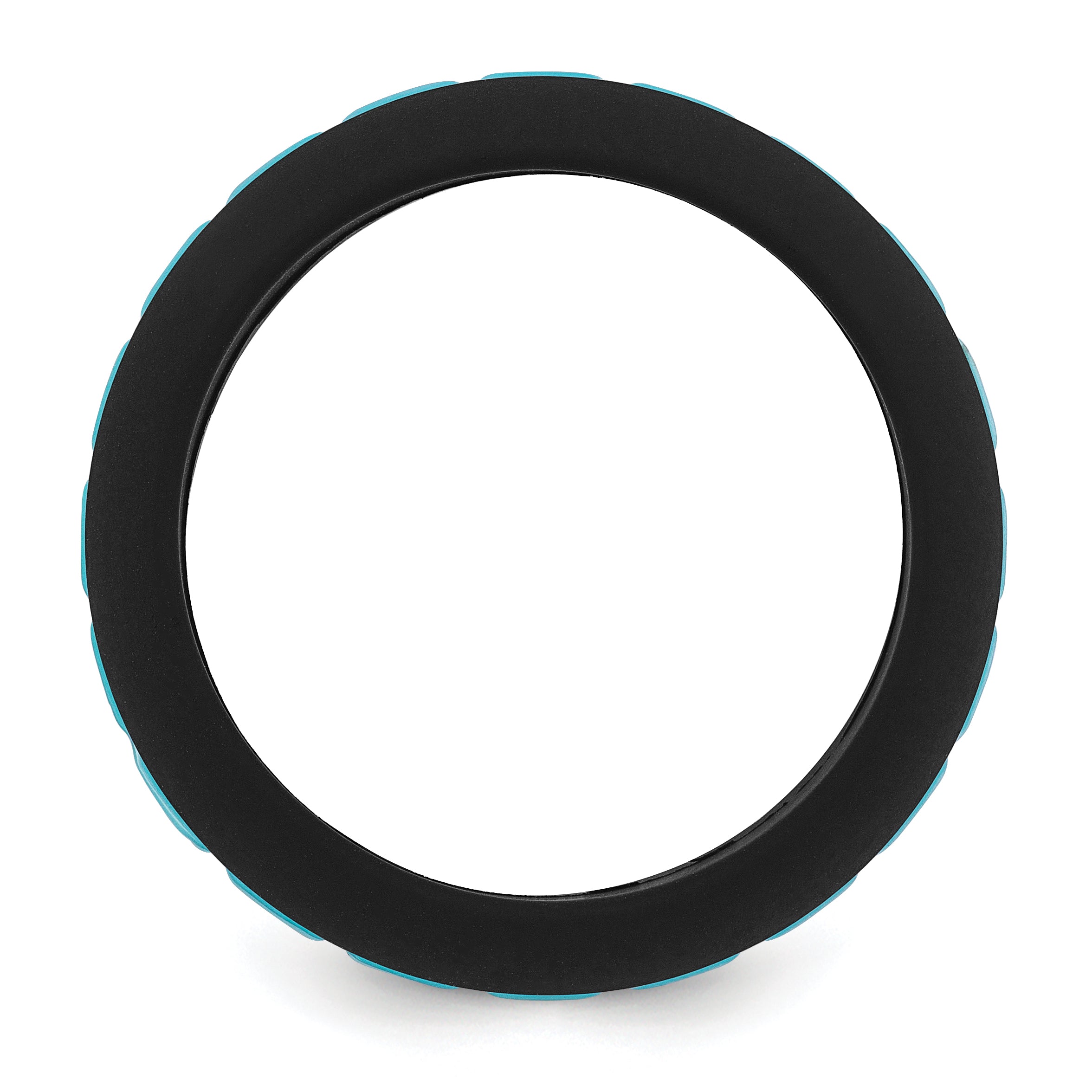 Grooved Wedding Band in Silicone, Black & Blue, 7.5mm Secondary image
