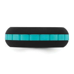 Silicone Black with Blue Grooved Center 7.50mm Band