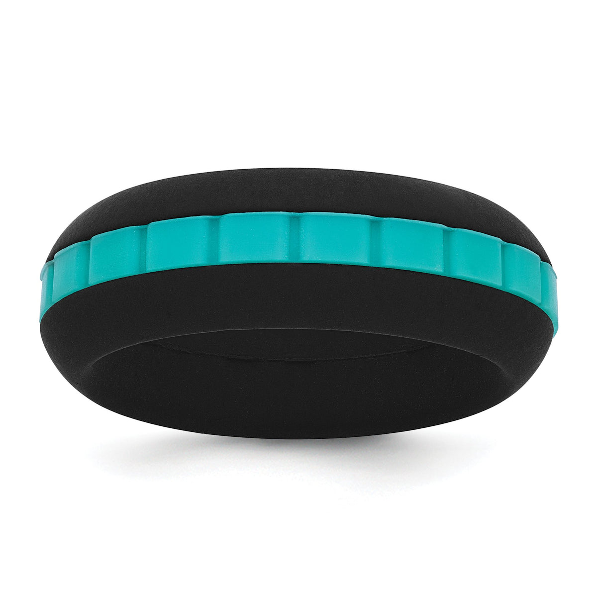 Grooved Center Wedding Band in Black & Blue Silicone, 7.5mm, Size 6–12 - Sophia Jewelers Main image