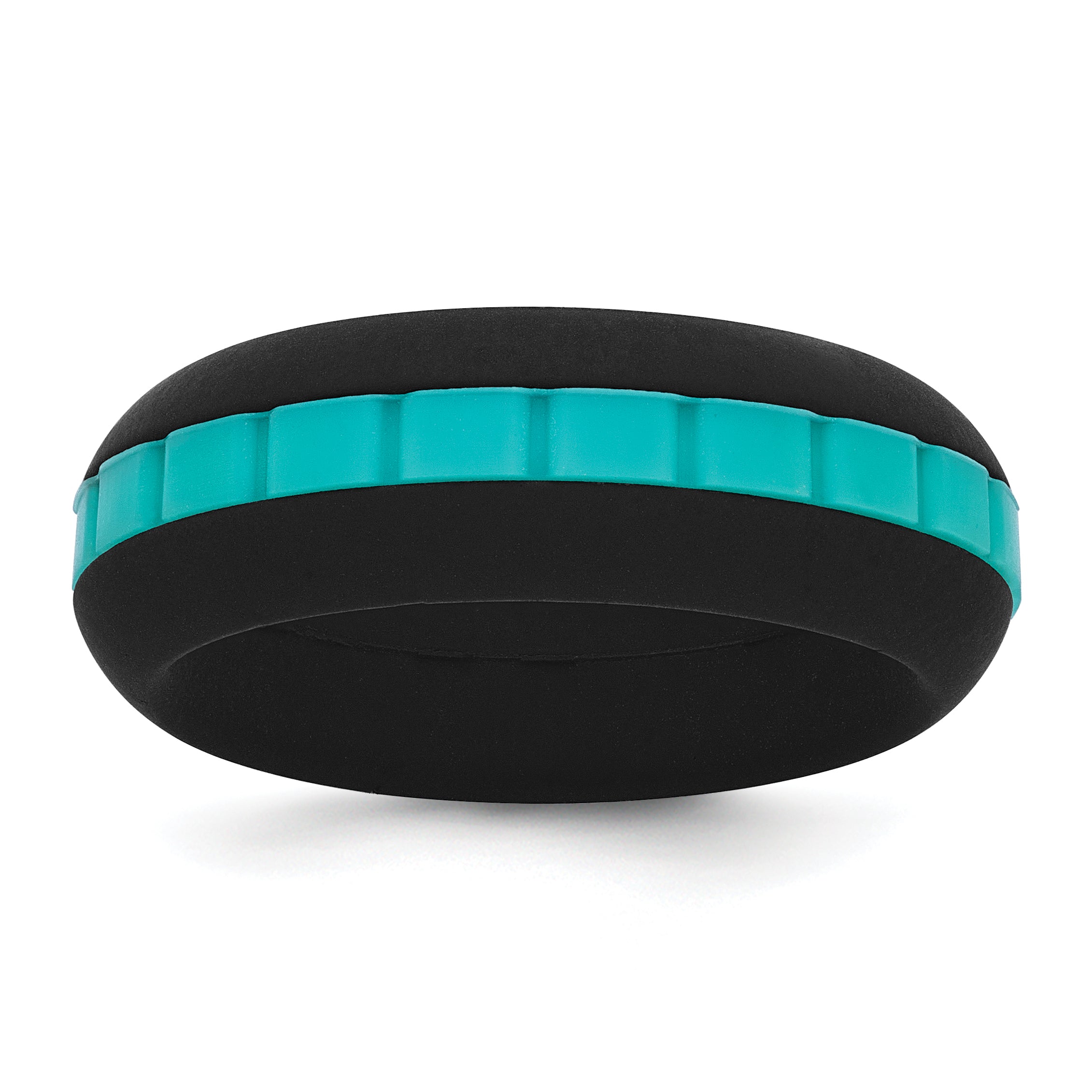 Silicone Black with Blue Grooved Center 7.50mm Band