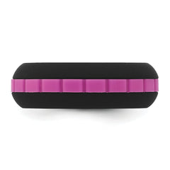 Silicone Black with Pink Grooved Center 7.50mm Band