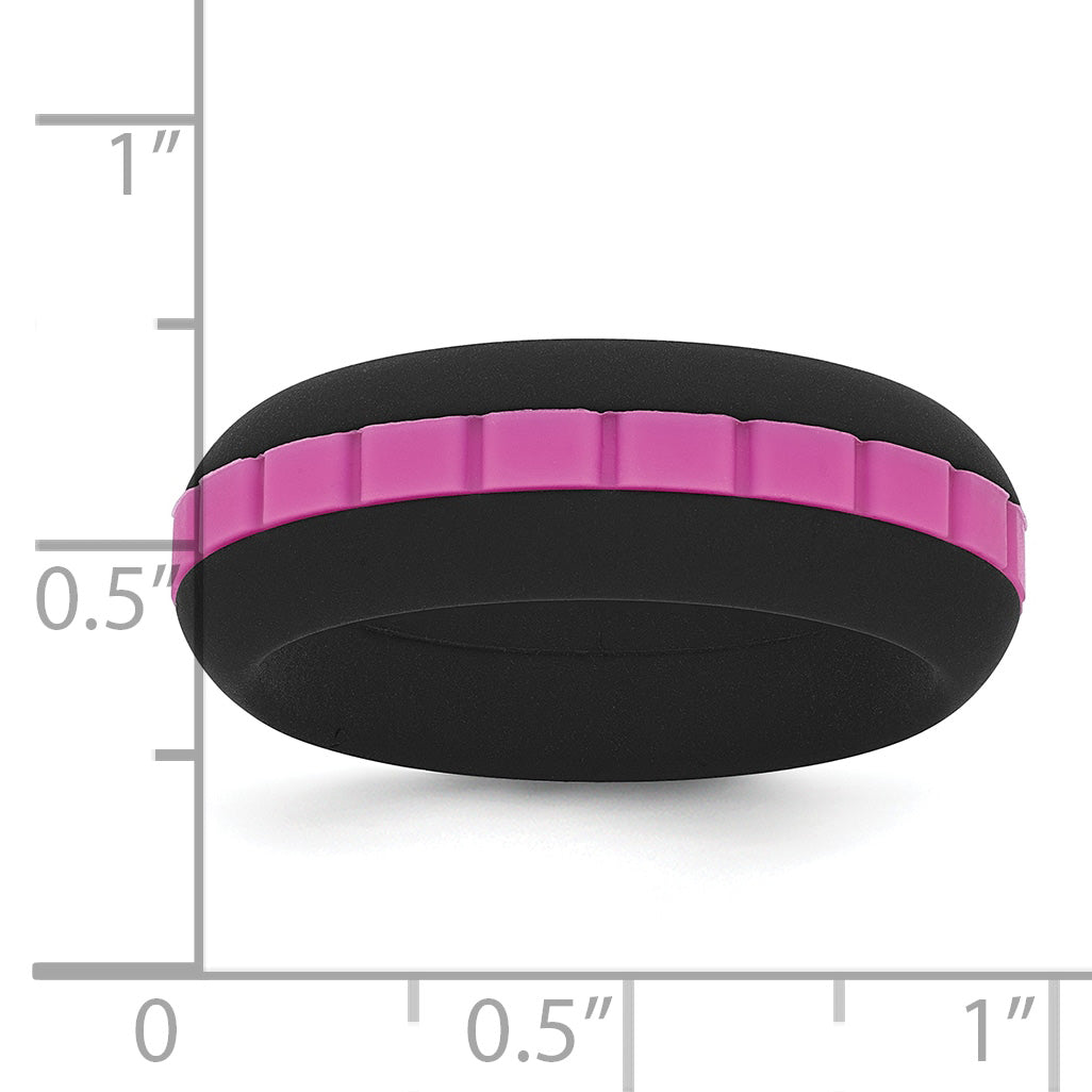Silicone Black with Pink Grooved Center 7.50mm Band