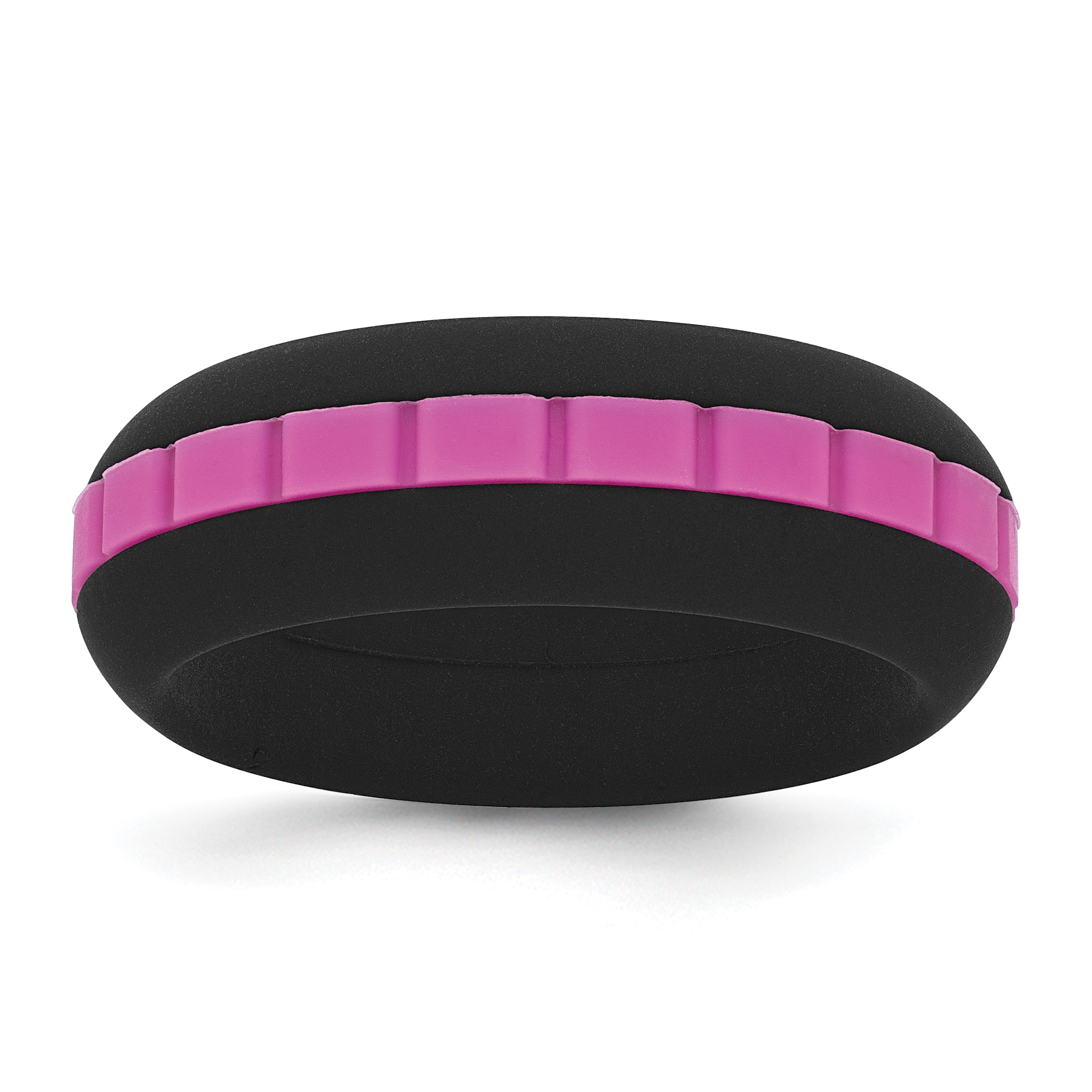 Silicone Black with Pink Grooved Center 7.50mm Band