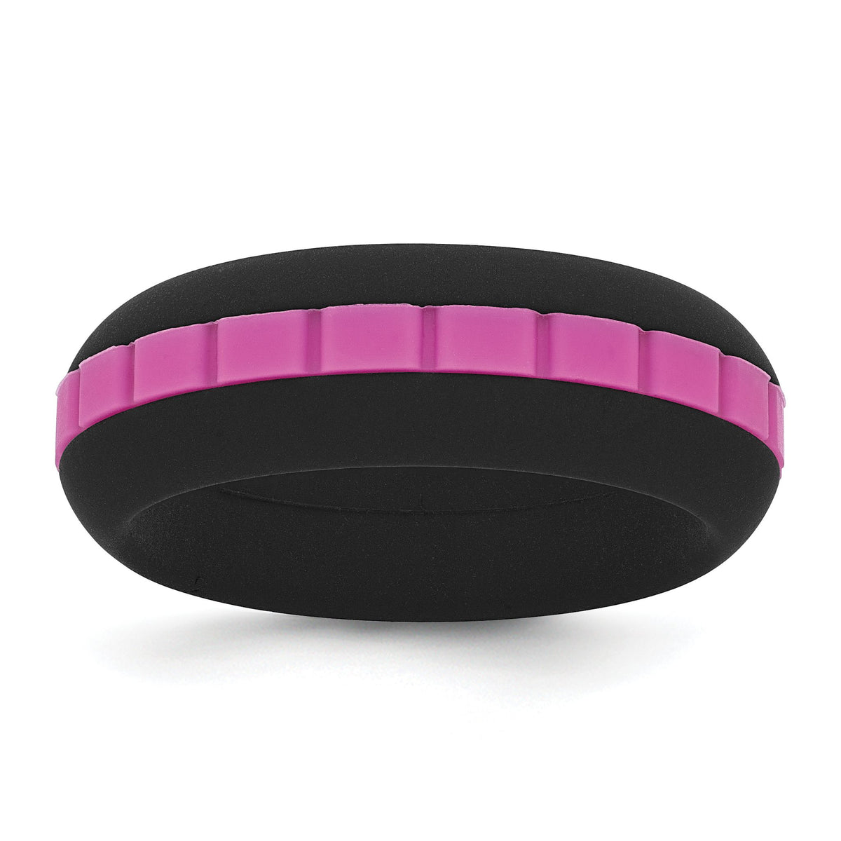 Grooved Center Wedding Band in Black & Pink Silicone, 7.5mm, Size 6–12 - Sophia Jewelers Main image