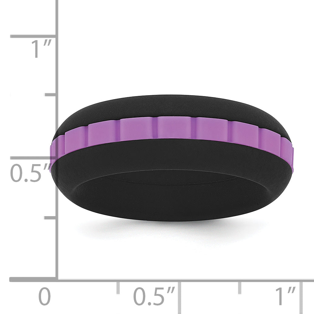 Silicone Black with Purple Grooved Center 7.50mm Band