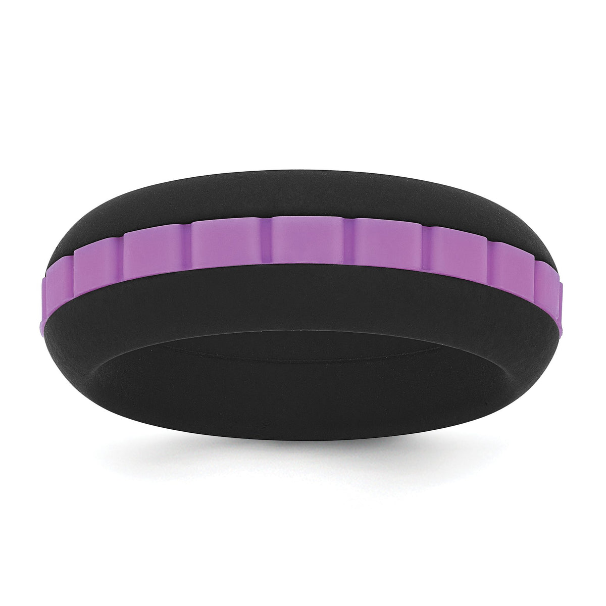 Grooved Center Wedding Band in Black & Purple Silicone, 7.5mm, Size 6–12 - Sophia Jewelers Main image