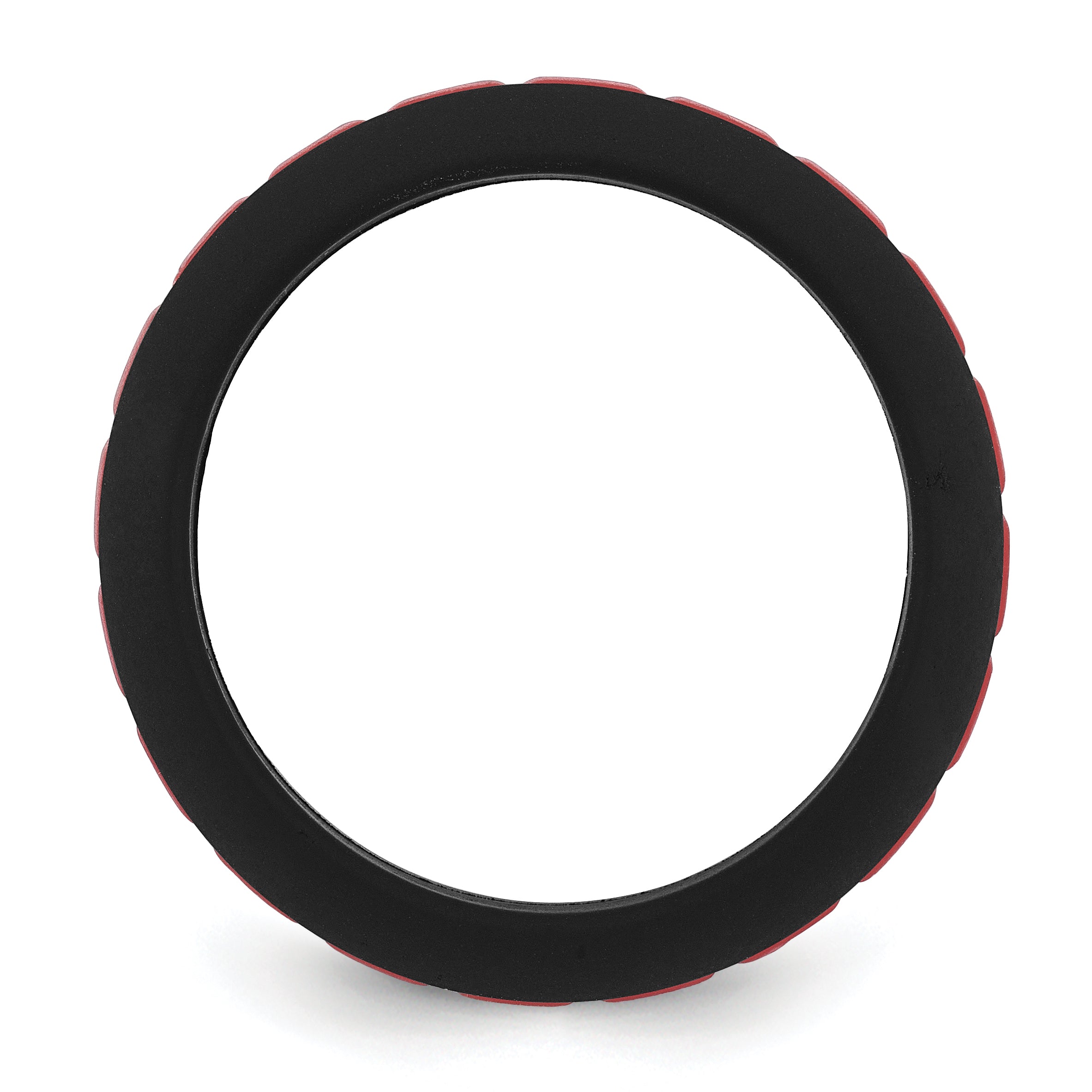 Silicone Black with Red Grooved Center 7.50mm Band