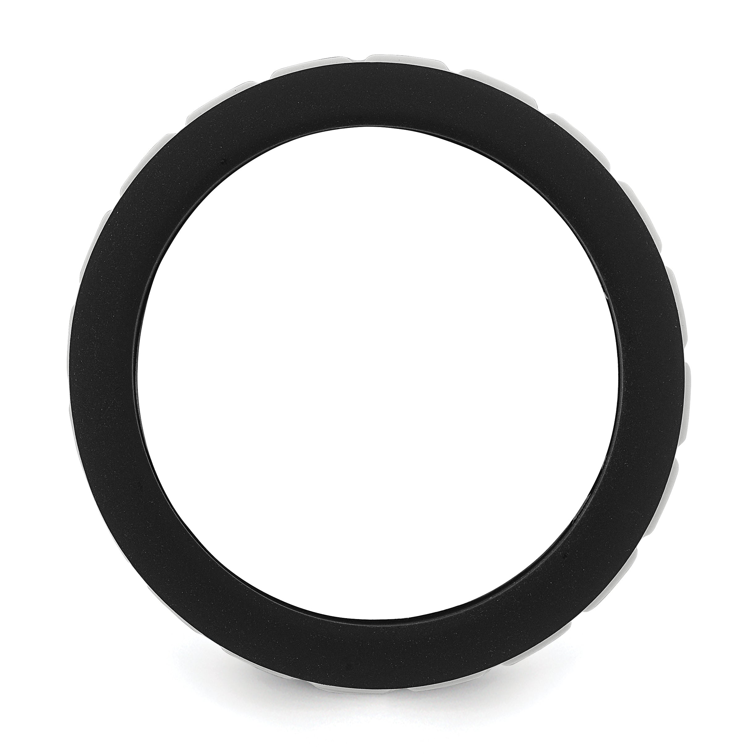 Silicone Black with White Grooved Center 7.50mm Band