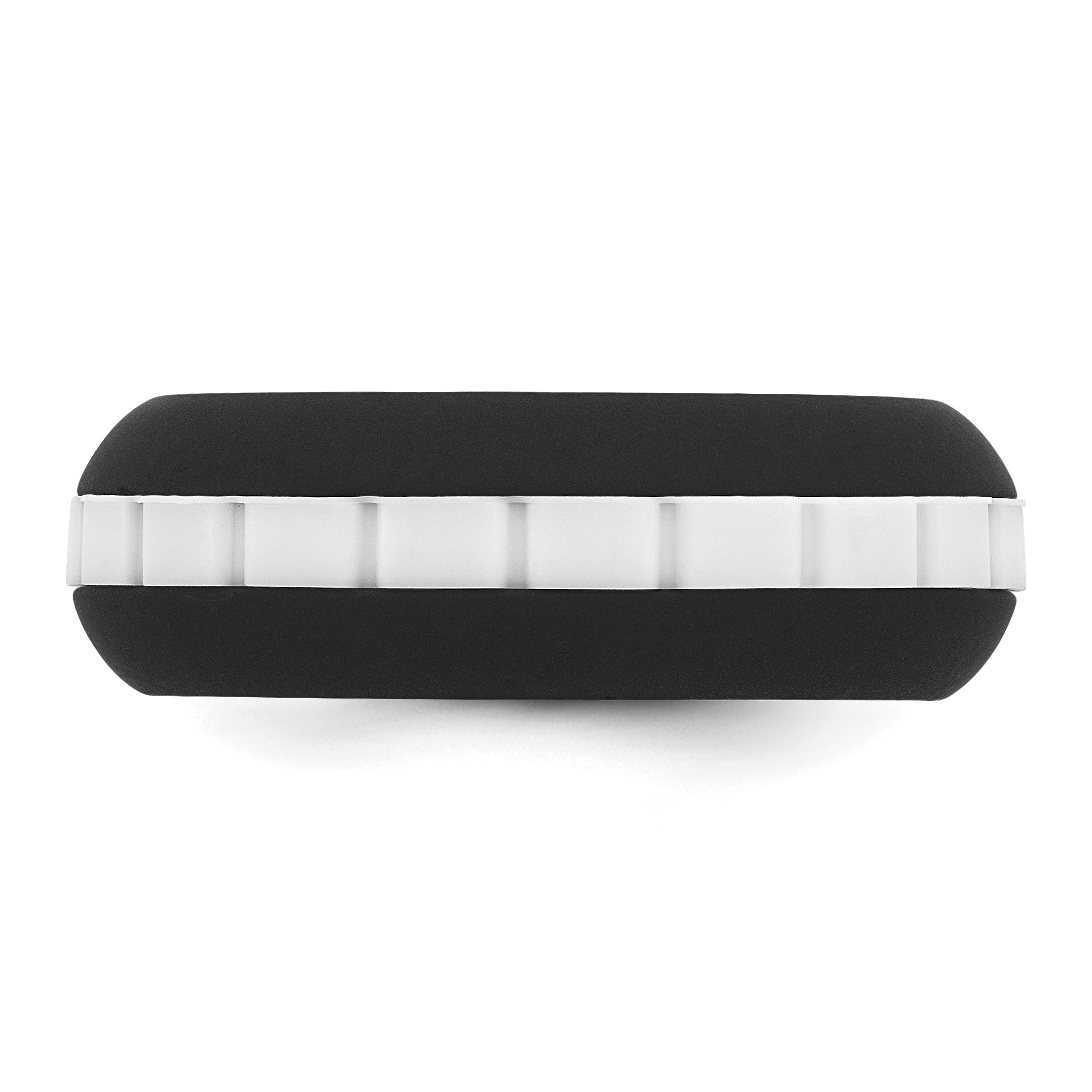 Silicone Black with White Grooved Center 7.50mm Band
