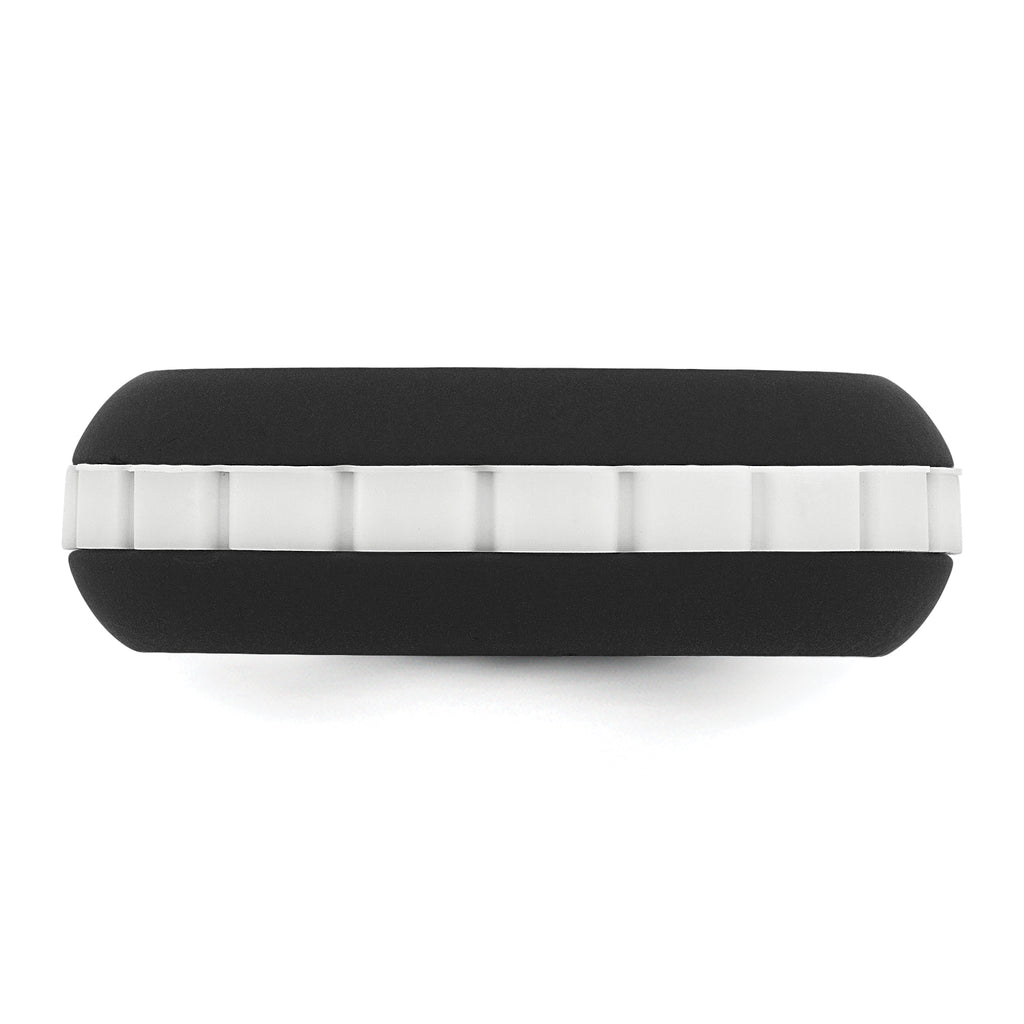 Silicone Black with White Grooved Center 7.50mm Band