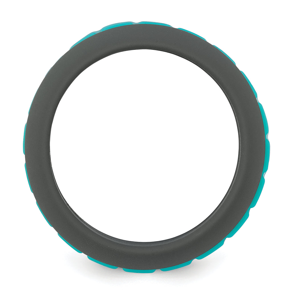 Silicone Grey with Blue Grooved Center 7.50mm Band