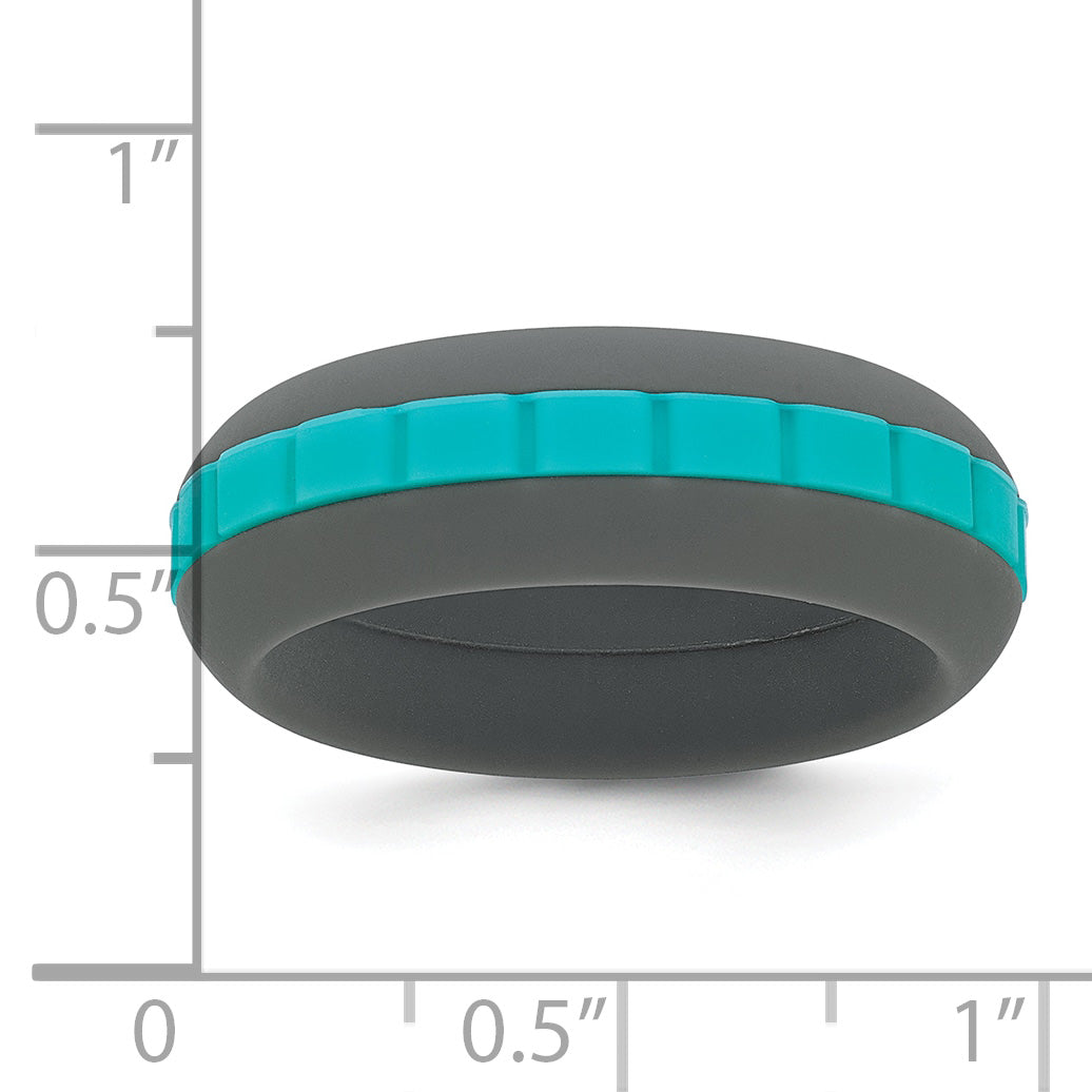 Silicone Grey with Blue Grooved Center 7.50mm Band