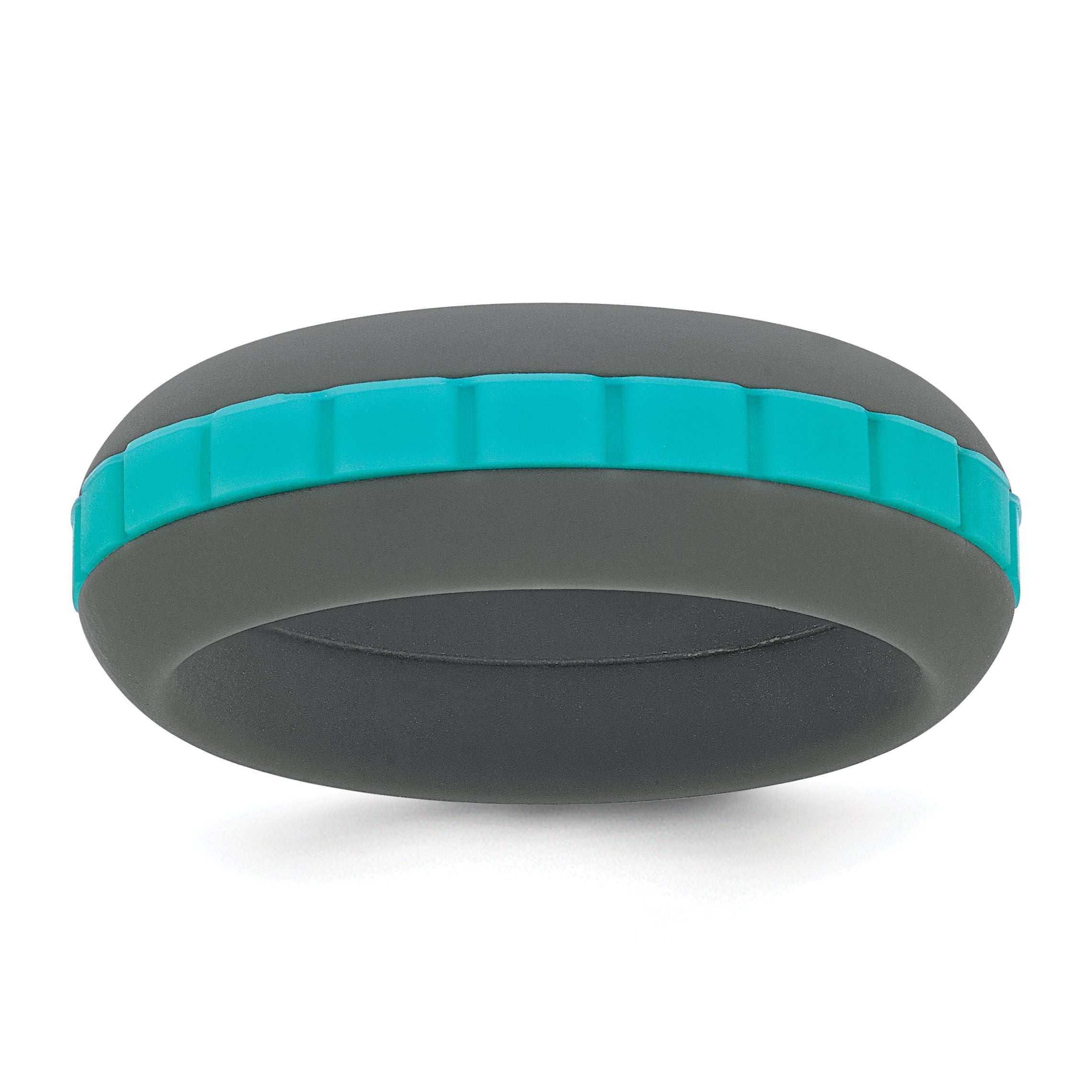 Silicone Grey with Blue Grooved Center 7.50mm Band