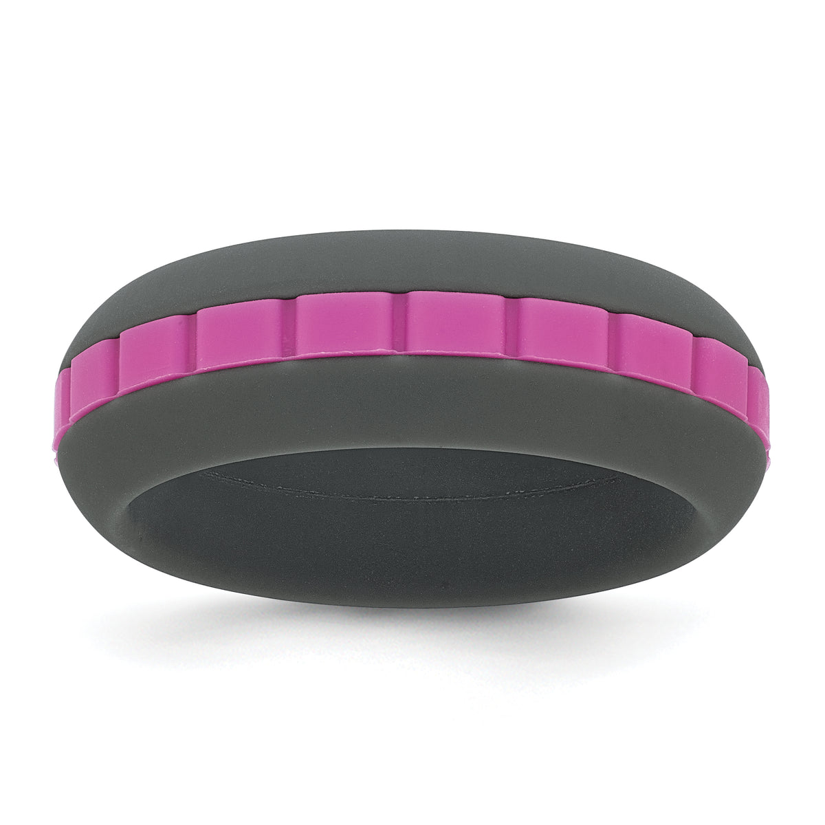 Silicone Grey with Pink Grooved Center 7.50mm Band