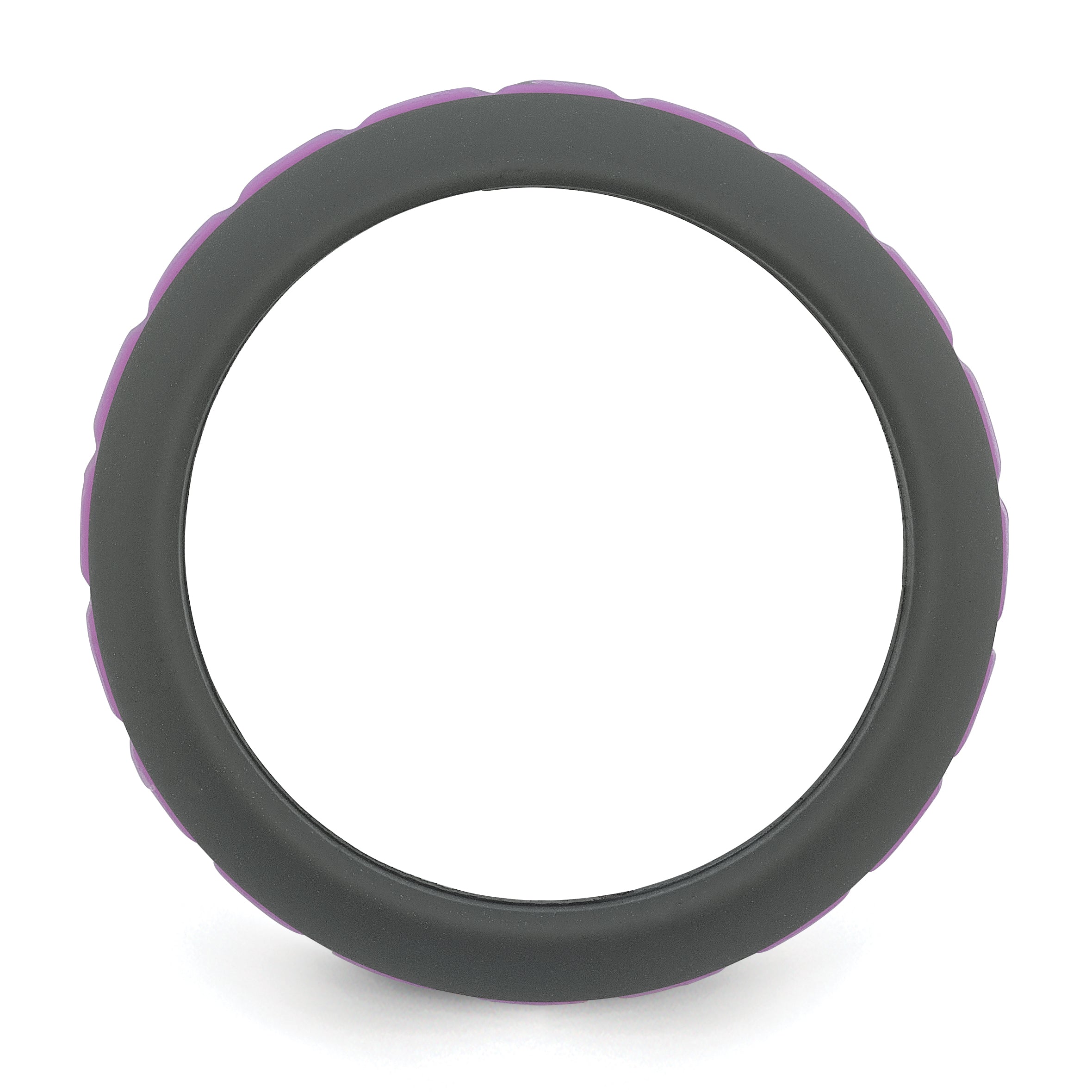 Grooved Wedding Band in Grey & Purple Silicone, 7.5mm Secondary image