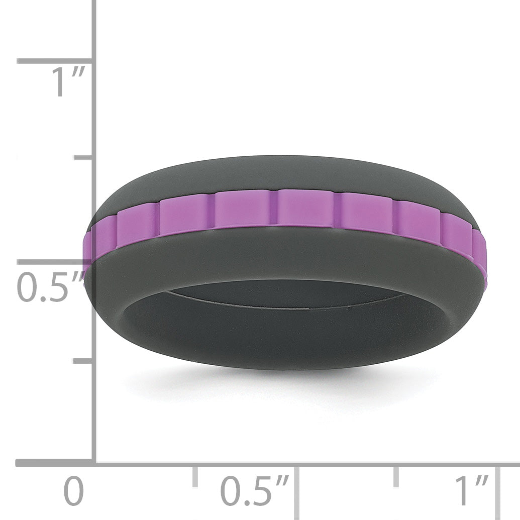 Silicone Grey with Purple Grooved Center 7.50mm Band