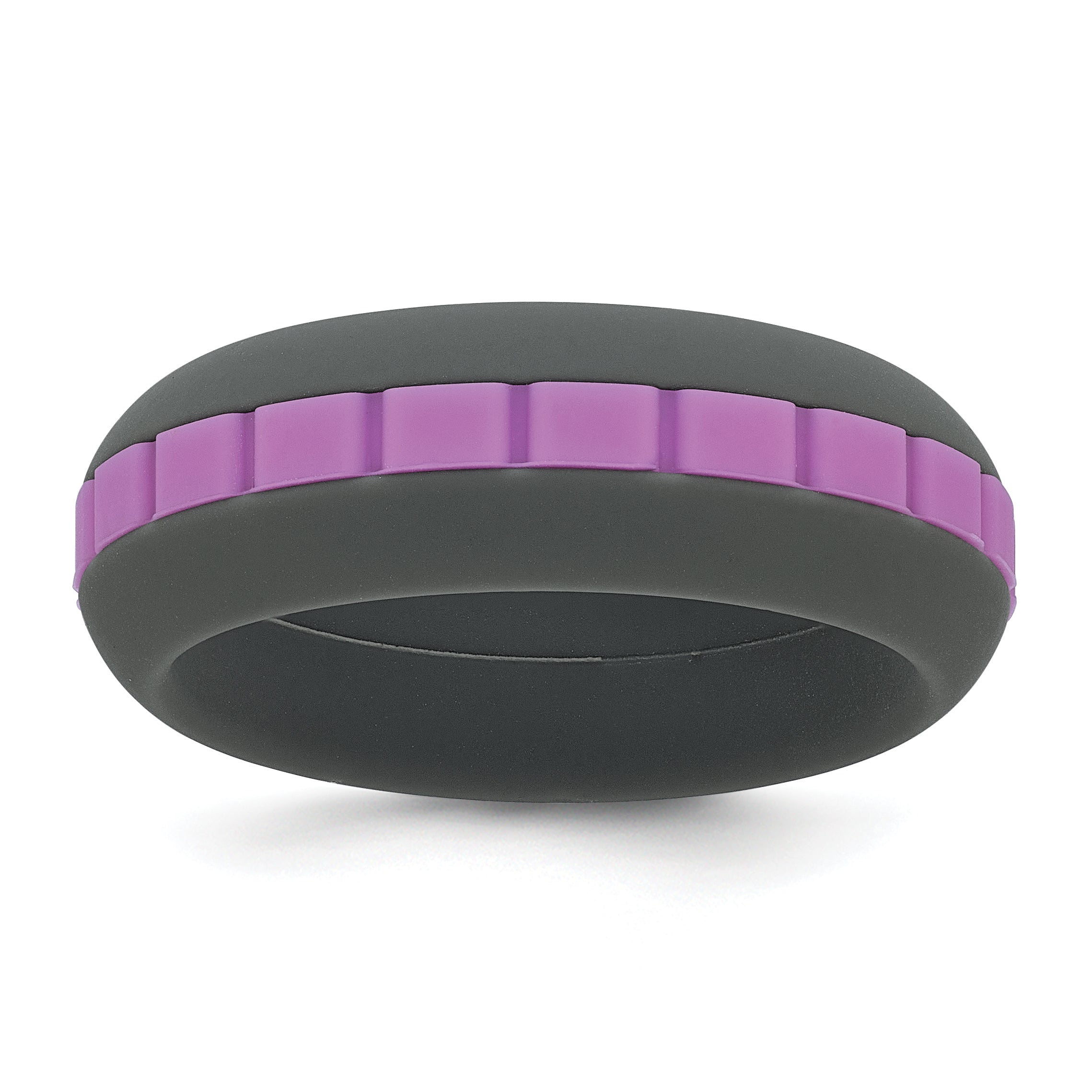 Silicone Grey with Purple Grooved Center 7.50mm Band Main image