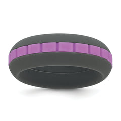 Silicone Grey with Purple Grooved Center 7.50mm Band