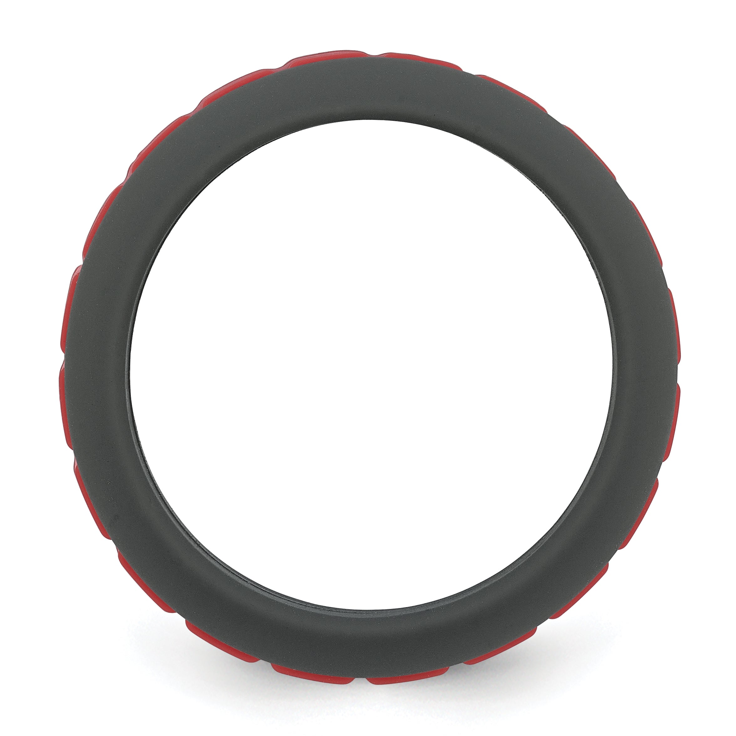 Grooved Wedding Band in Grey & Red Silicone, 7.5mm Secondary image