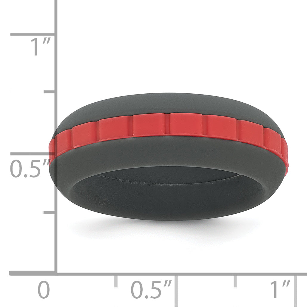 Silicone Grey with Red Grooved Center 7.50mm Band