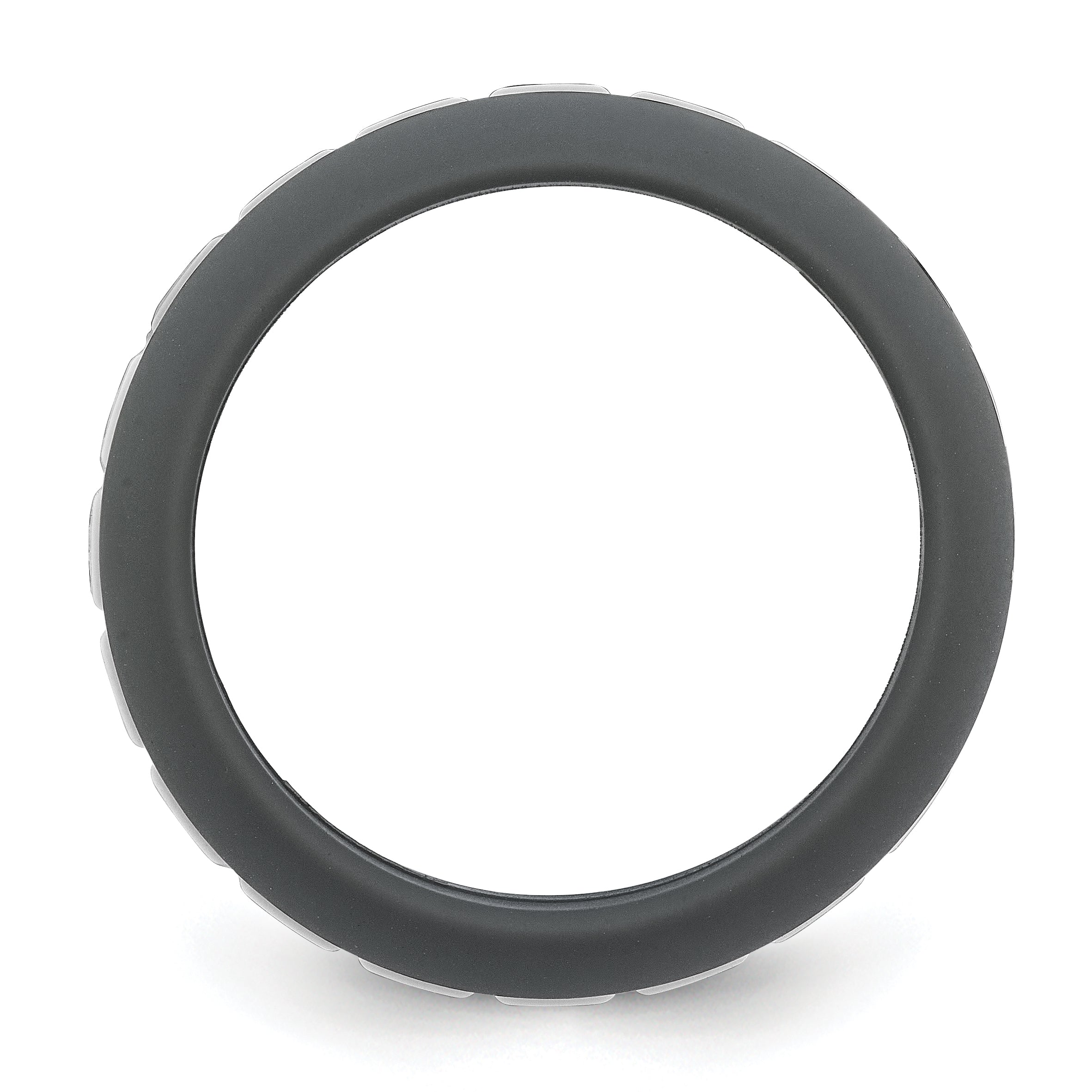 Silicone Grey with White Grooved Center 7.50mm Band