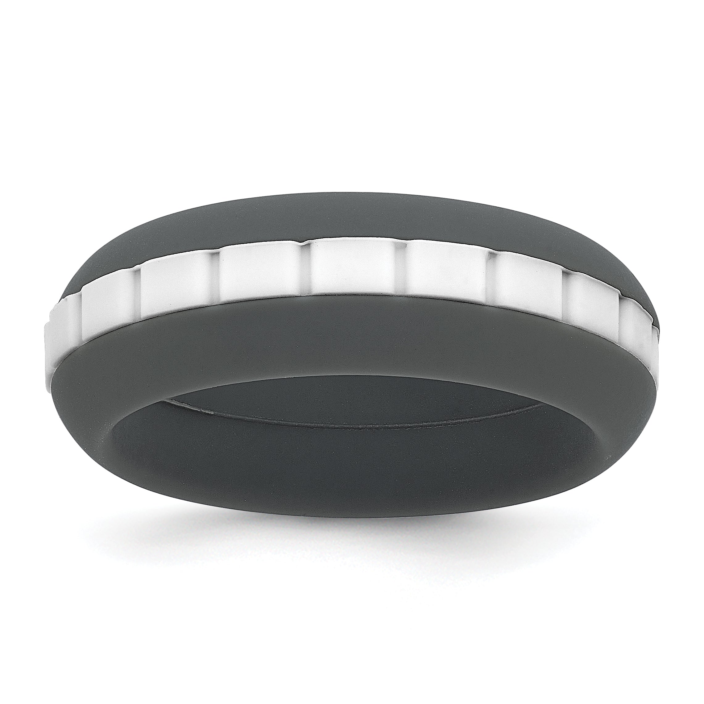 Silicone Grey with White Grooved Center 7.50mm Band