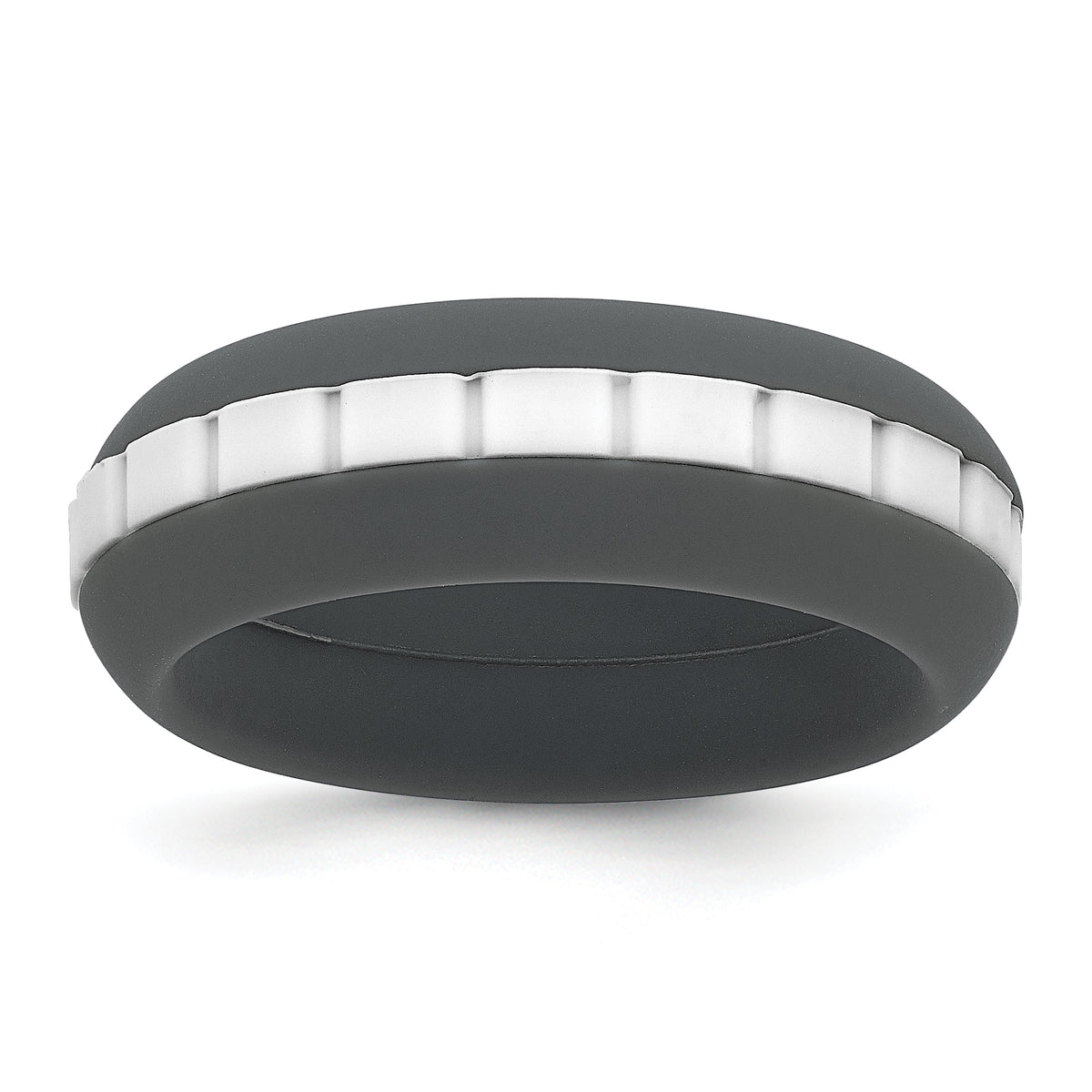 Silicone Grey with White Grooved Center 7.50mm Band