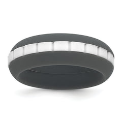 Silicone Grey with White Grooved Center 7.50mm Band