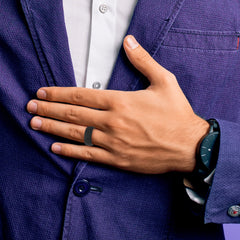 Silicone Black 8.50mm Hammered Band