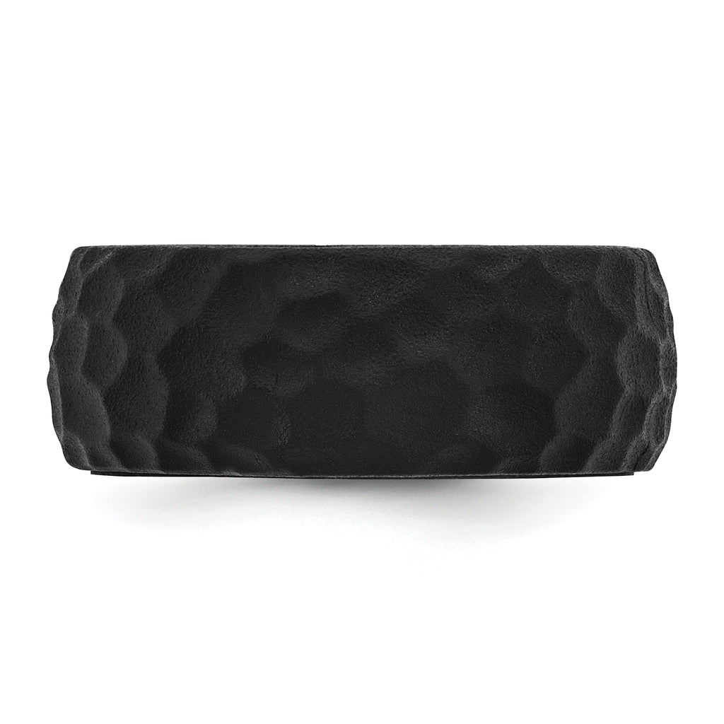 Silicone Black 8.50mm Hammered Band