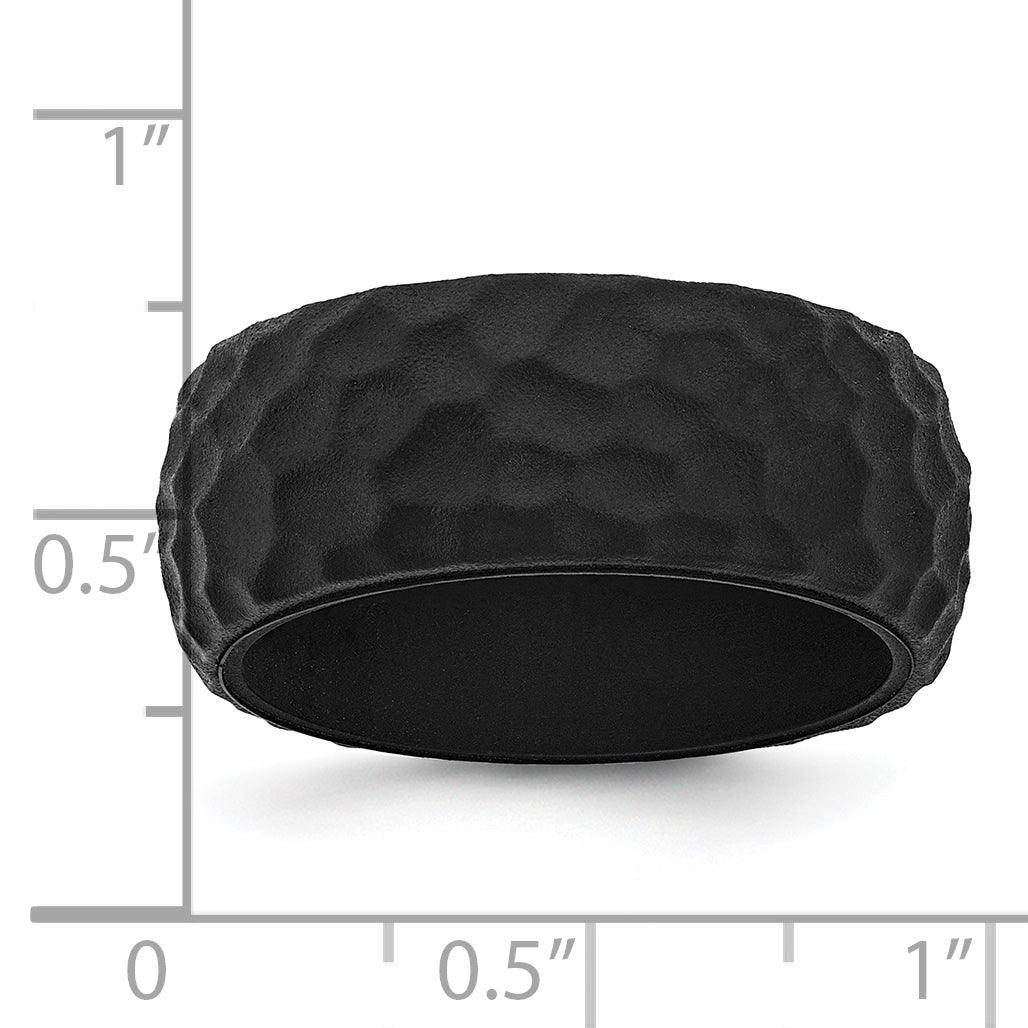 Silicone Black 8.50mm Hammered Band