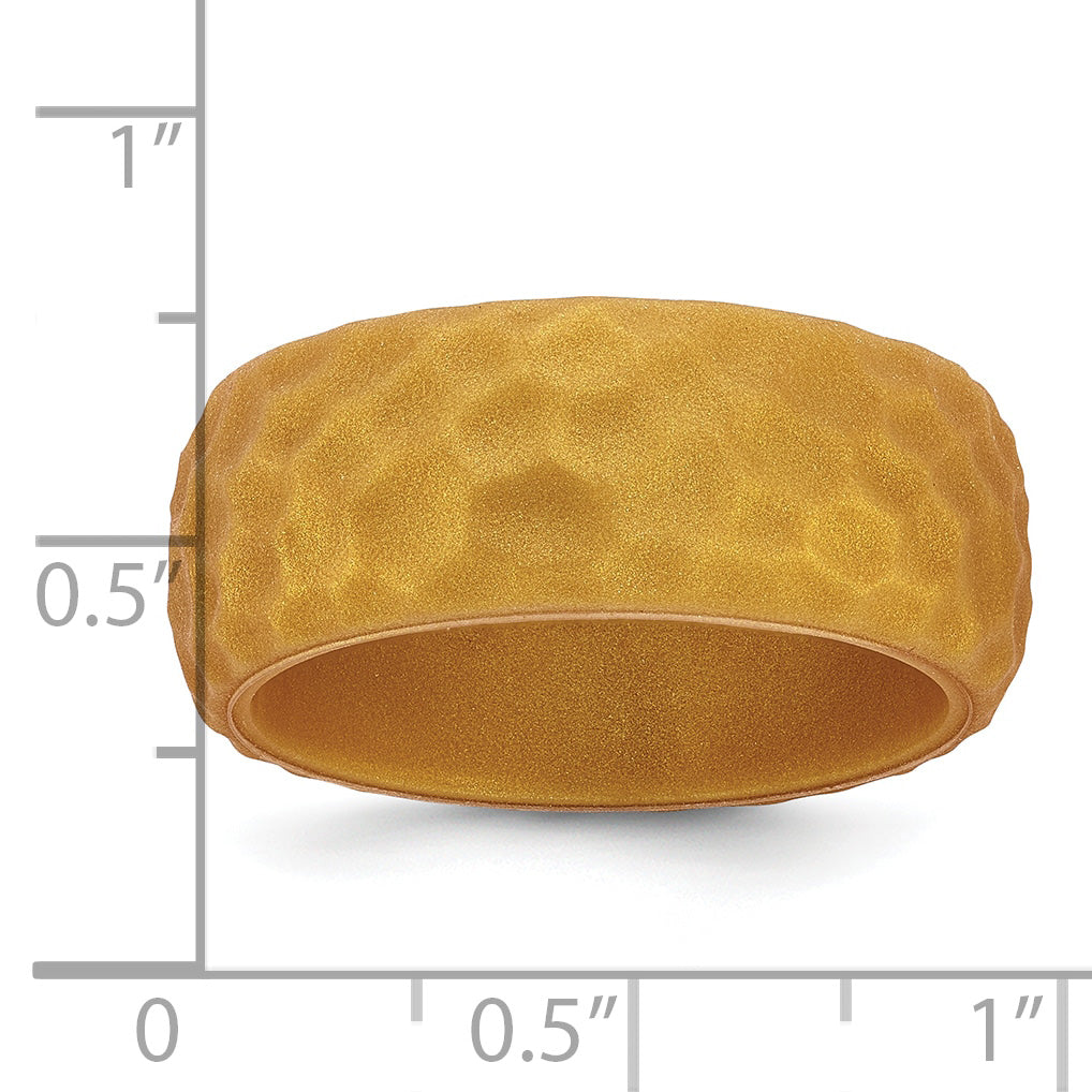 Silicone Metallic Gold 8.50mm Hammered Band