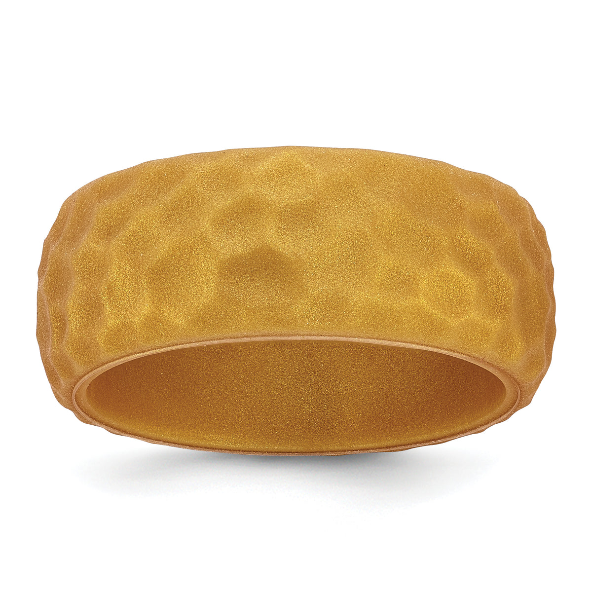 Silicone Metallic Gold 8.50mm Hammered Band