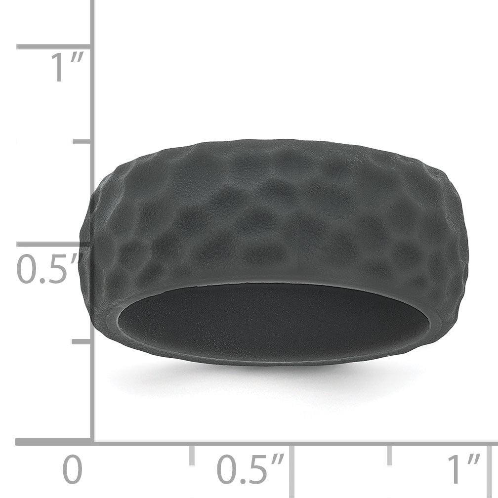Silicone Dark Grey 8.50mm Hammered Band