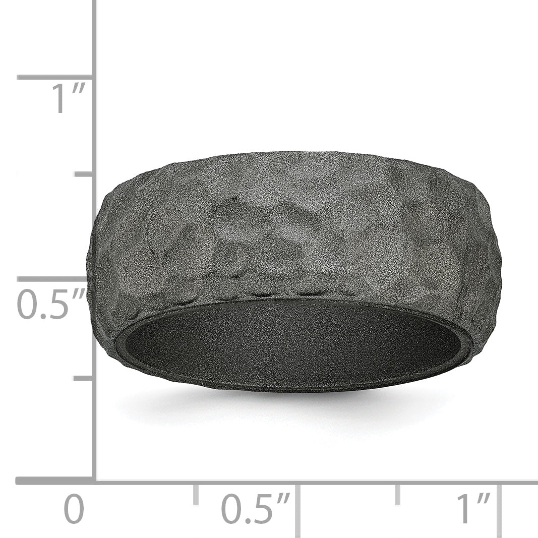 Silicone Metallic Silver 8.50mm Hammered Band