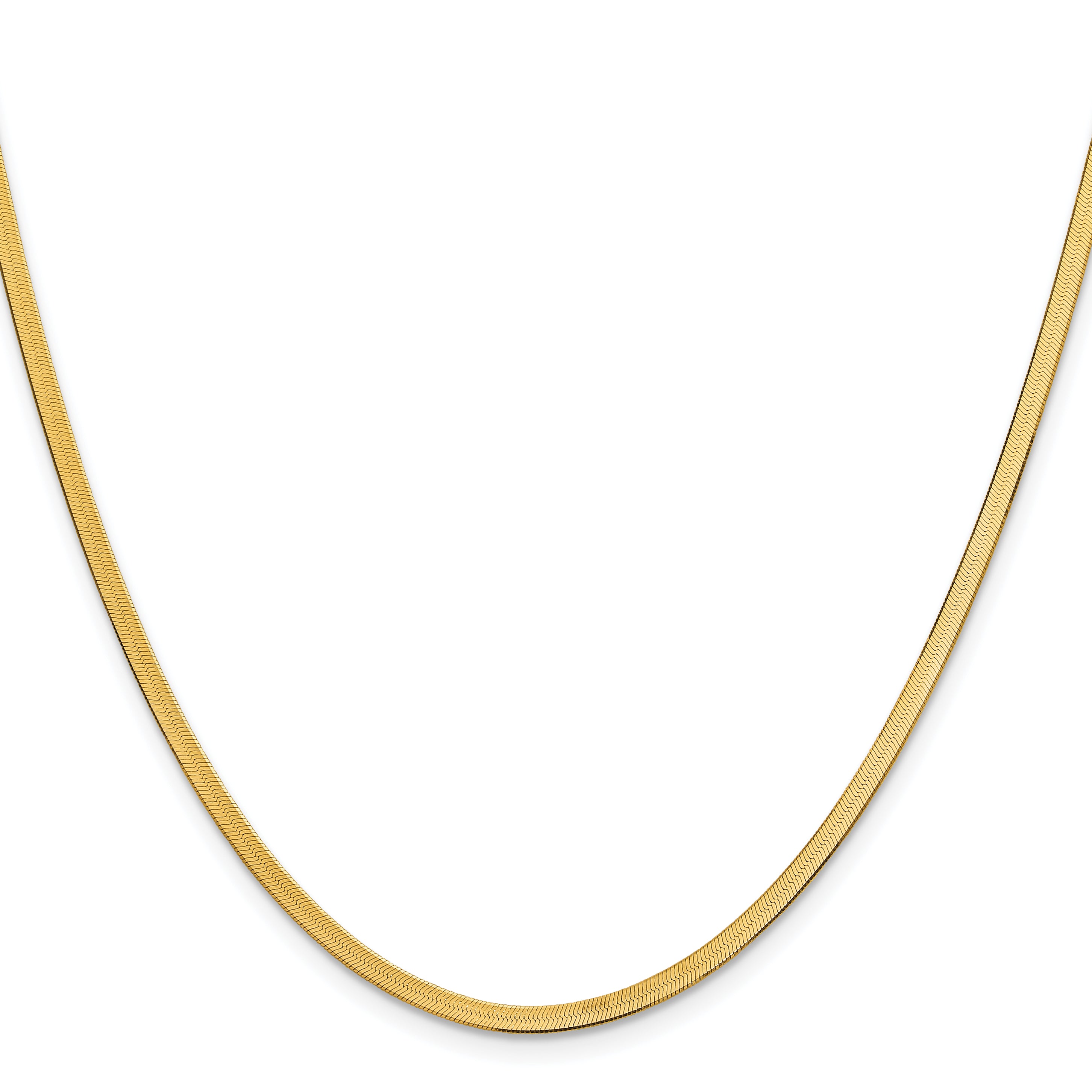 14K Yellow Gold Solid Herringbone Chain Necklace 2.5mm