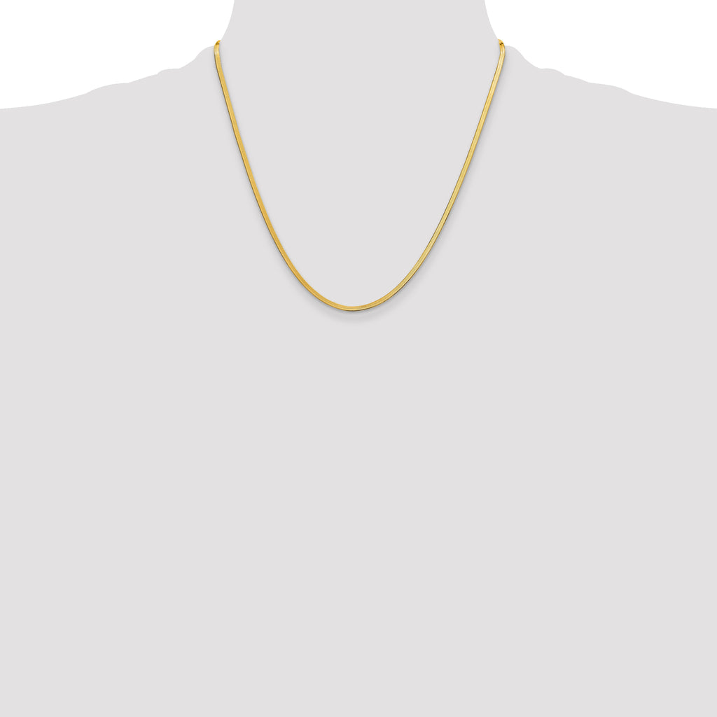 14K Yellow Gold Solid Herringbone Chain Necklace 2.5mm - Sophia Jewelers