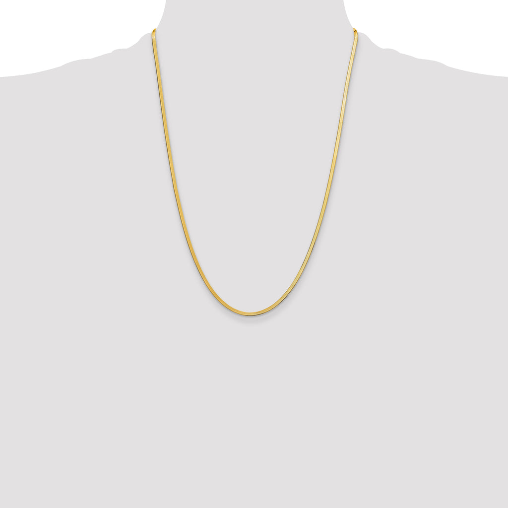 14K Yellow Gold Solid Herringbone Chain Necklace 2.5mm - Sophia Jewelers