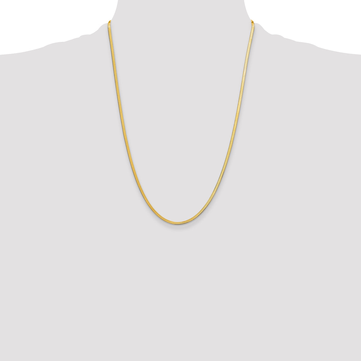 14K Yellow Gold Solid Herringbone Chain Necklace 2.5mm - Sophia Jewelers
