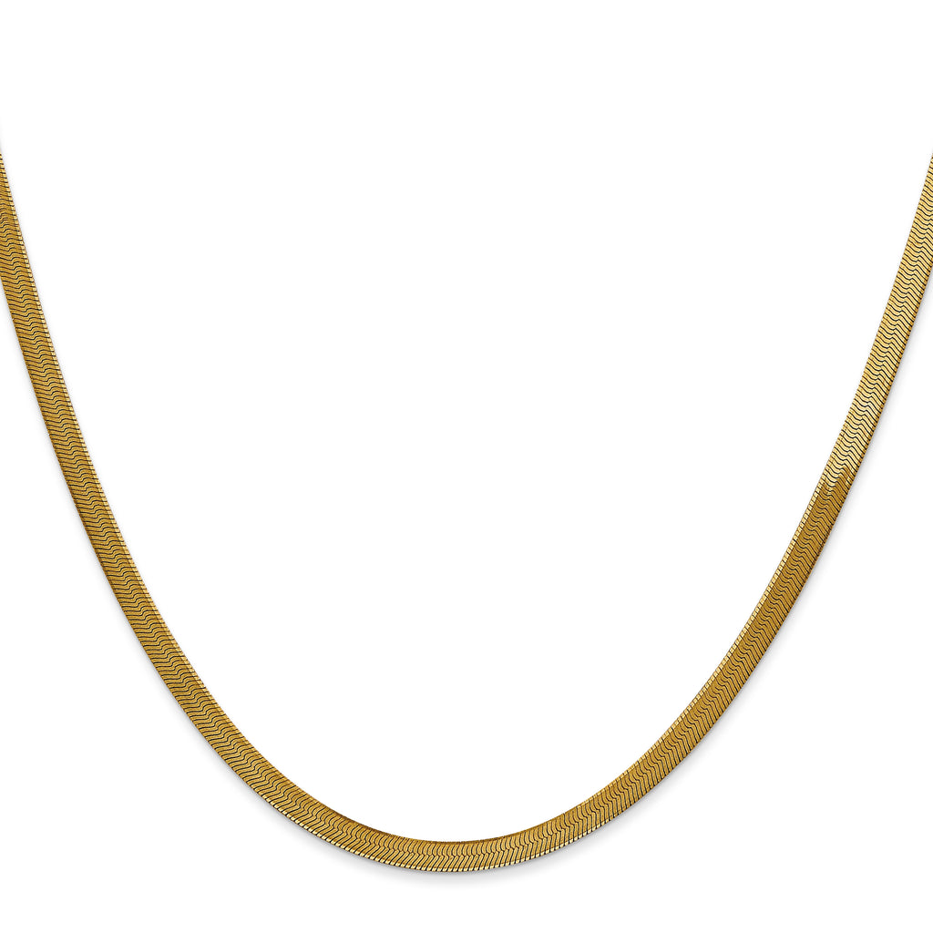 14K 8 inch 3mm Silky Herringbone with Lobster Clasp Bracelet
