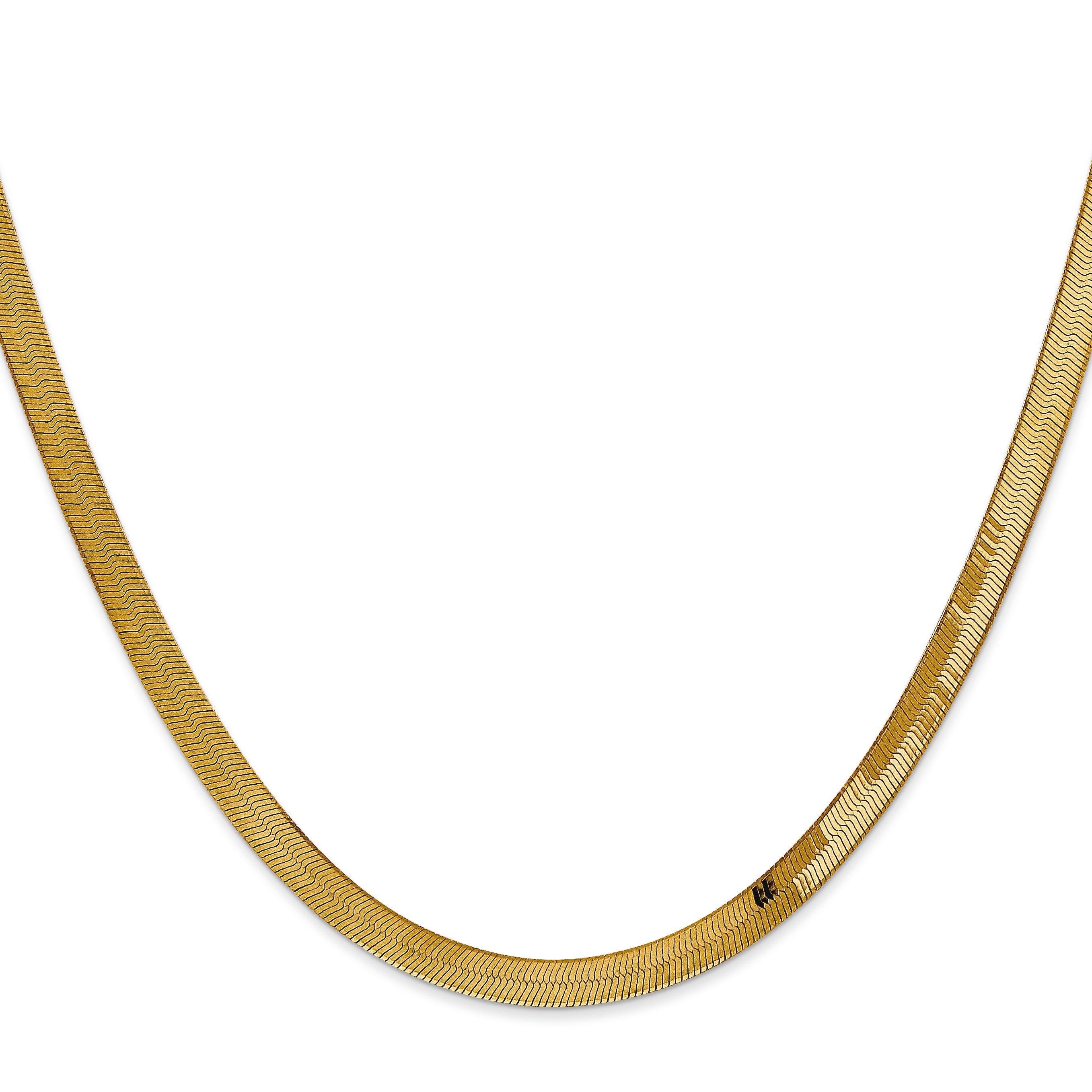 14K 8 inch 4mm Silky Herringbone with Lobster Clasp Bracelet
