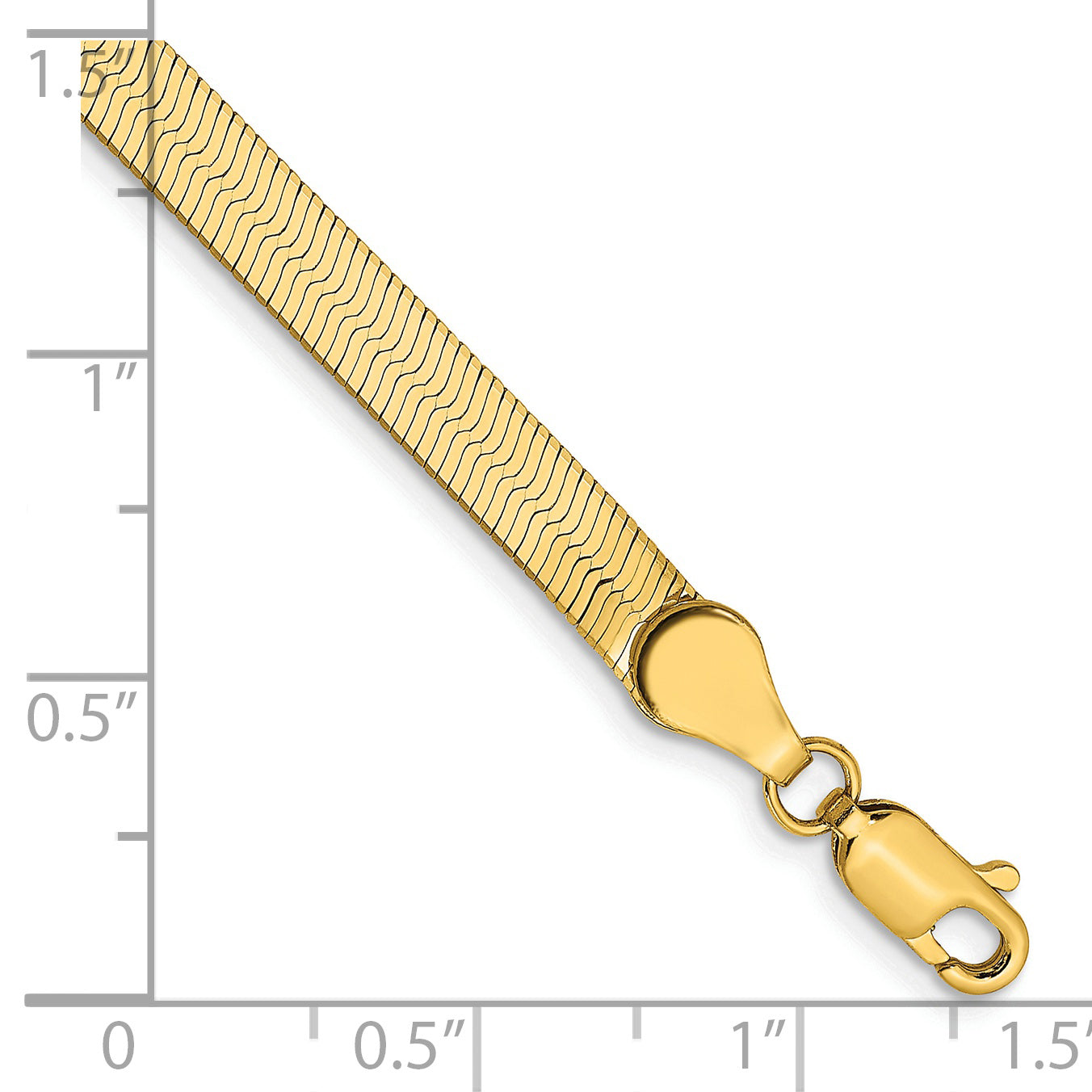 14K 8 inch 4mm Silky Herringbone with Lobster Clasp Bracelet