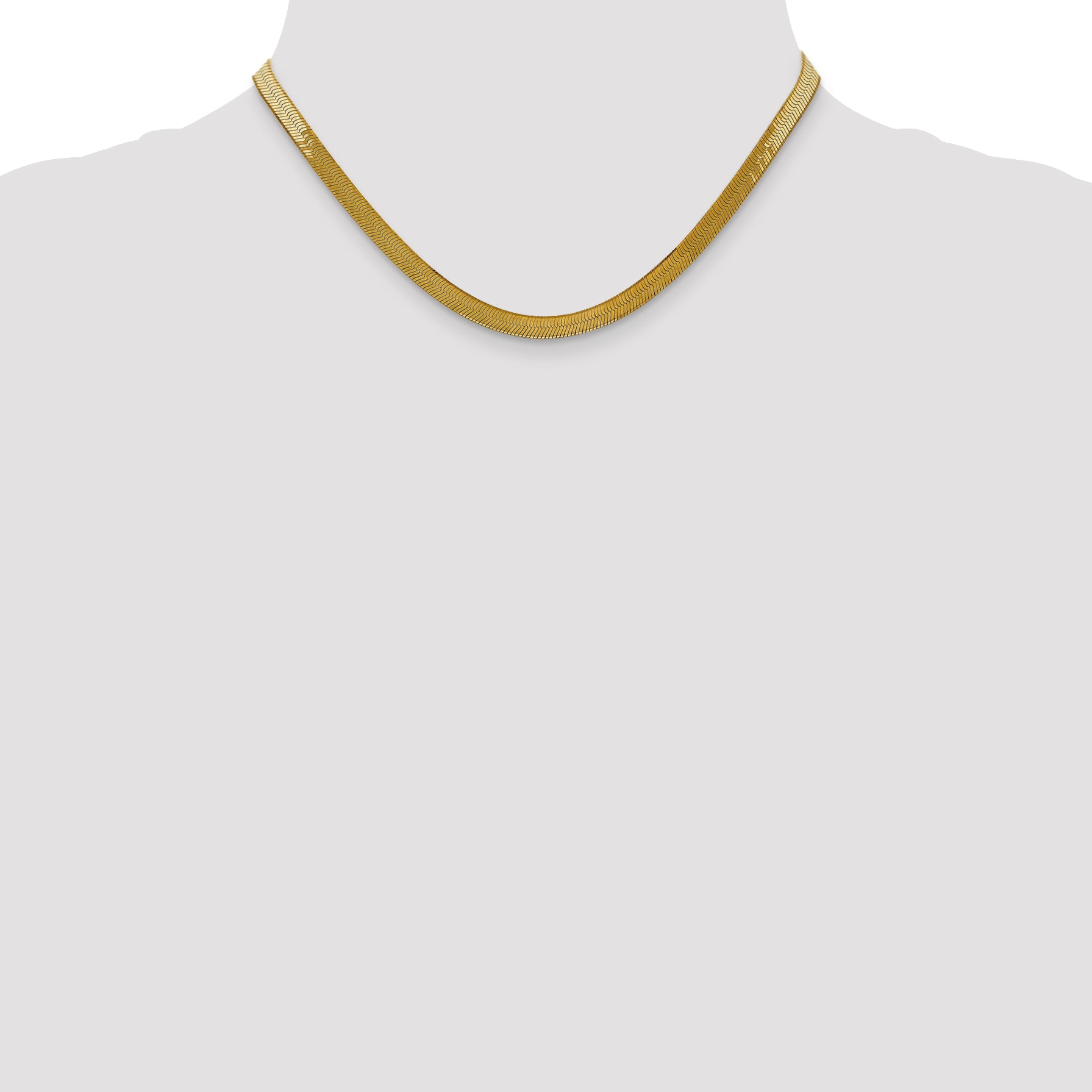 14K Yellow Gold Solid Herringbone Chain Necklace 5mm