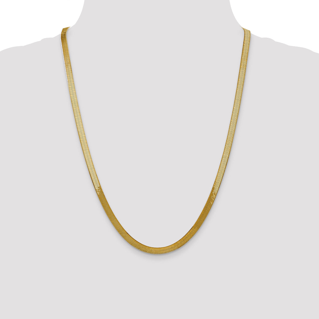 14K 8 inch 5mm Silky Herringbone with Lobster Clasp Bracelet