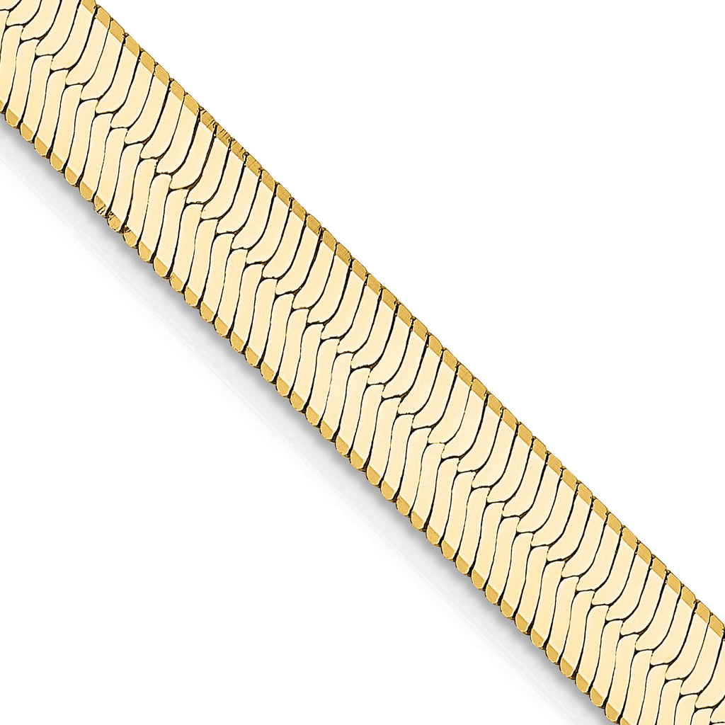 14K 8 inch 5.5mm Silky Herringbone with Lobster Clasp Bracelet